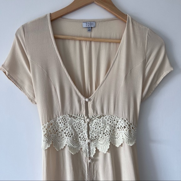 Tobi Cream Maxi Dress Lace Waist Cutout - Picture 12 of 14